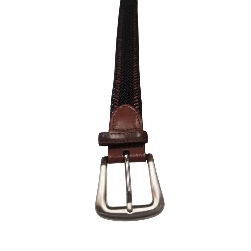 Torino Brown & Black Woven Braided Stretch‎ Elastic Belt Mens 44 Causal Buisness